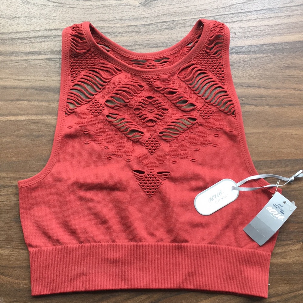 NEW Aerie laser-cut high neck sports bra